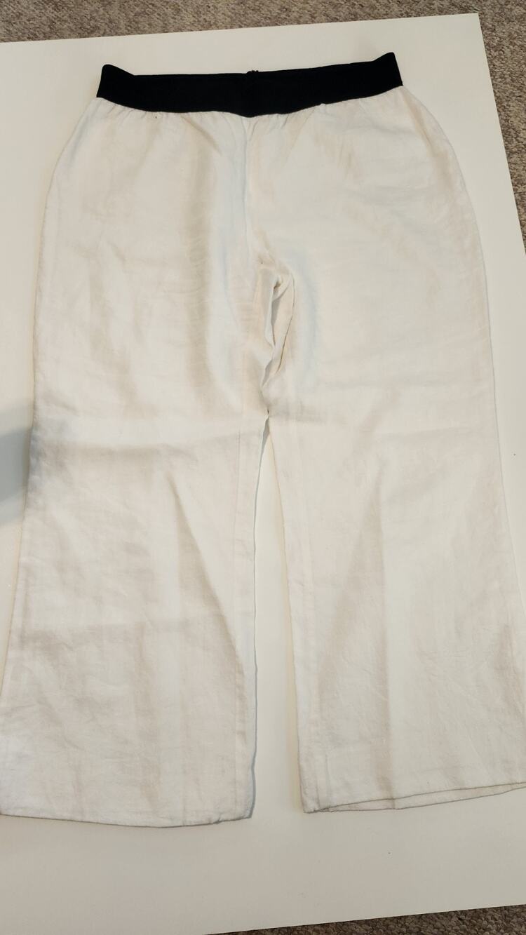 Alfani Woman 14W White Linen Wide Leg Pants Lined Elastic Waist Plus Size #501